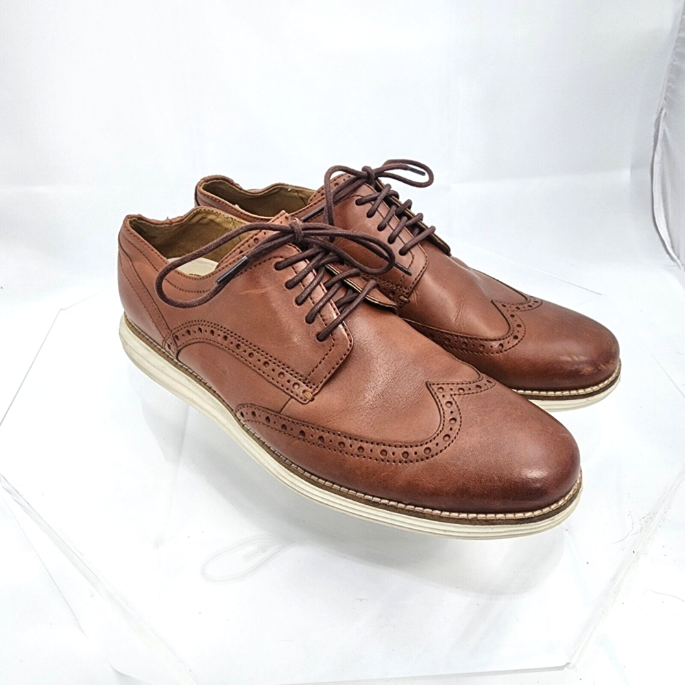 COLE HAAN Men 10.5 M Original Grand Woodbury Brown Leather Wingtip Oxford C26471